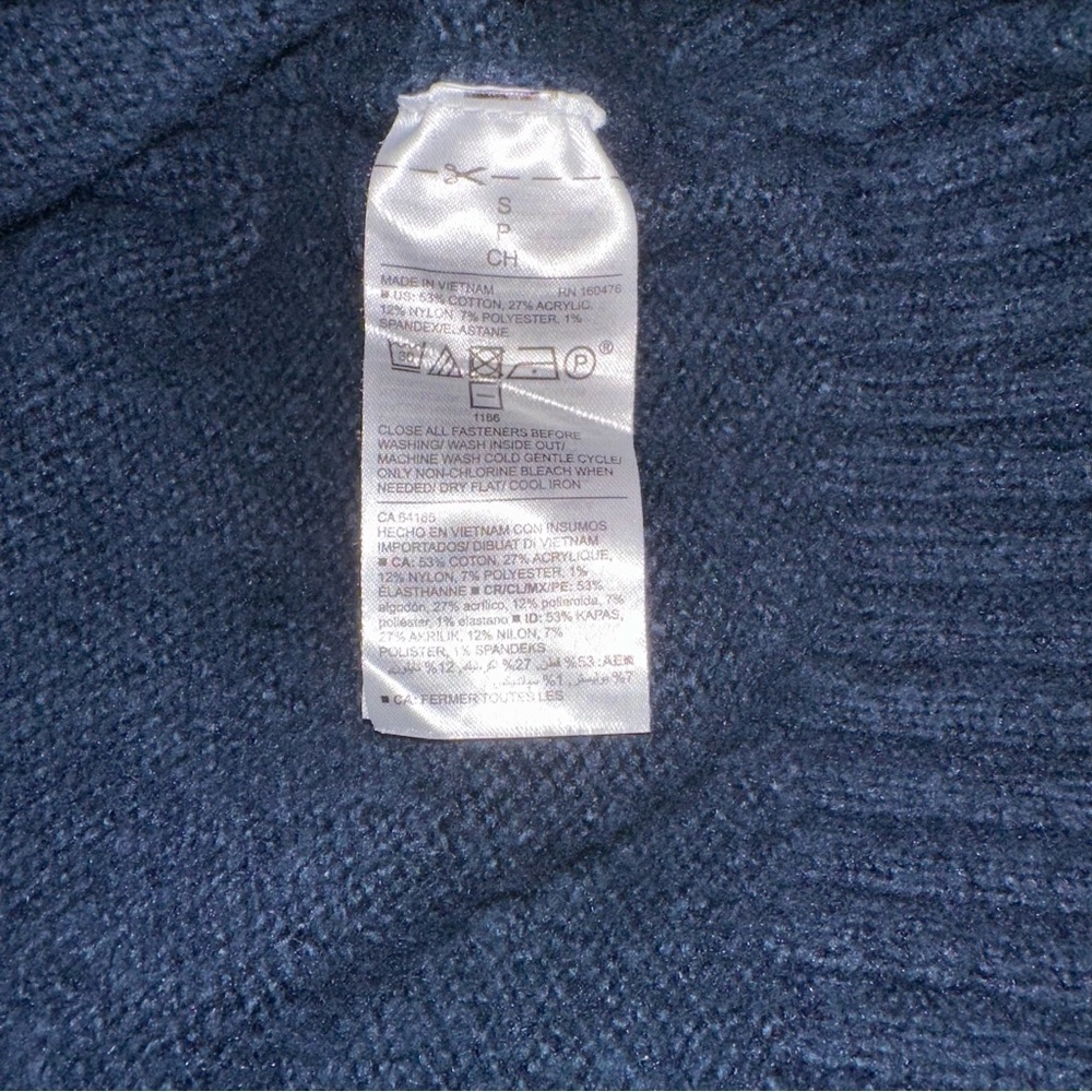 Old Navy Womens Small Navy Blue Quarter Zip Knit Sweater Ribbed Collar - Picture 6 of 6